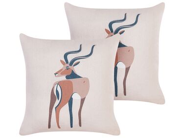 Set di 2 cuscini beige con motivo di antilope 45 x 45 cm ABAL