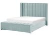 Zamatová posteľ s úložným priestorom 140 x 200 cm mätová zelená NOYERS_834645