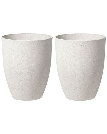 Conjunto de 2 vasos em pedra branca creme 43 x 43 x 52 cm CROTON