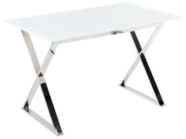 Jídelní stůl se skleněnou deskou 120 x 70 cm bílý/stříbrný ATTICA