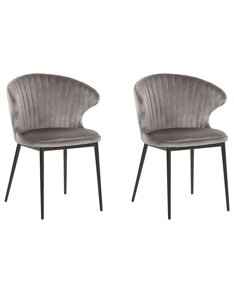Conjunto de 2 sillas de comedor de terciopelo gris/negro AUGUSTA_767643