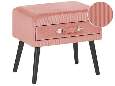 Nachttisch rosa Cord Koffer-Design EUROSTAR