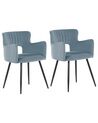 Conjunto de 2 sillas de comedor de terciopelo azul claro/negro SANILAC_847115