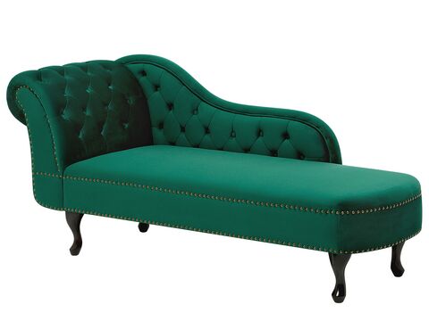 Left Hand Chaise Lounge Velvet Green