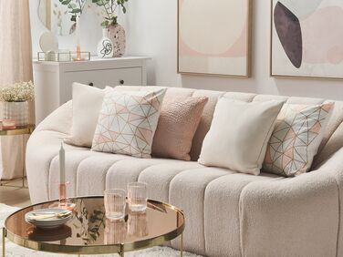 Set of 2 Cotton Cushions Geometric Pattern 45 x 45 cm Pink CLARKIA