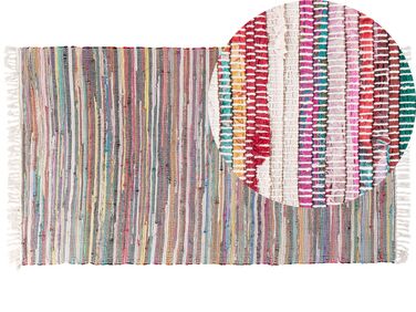 Tappeto multicolore chiaro in cotone con fronde 80 x 150 cm DANCA