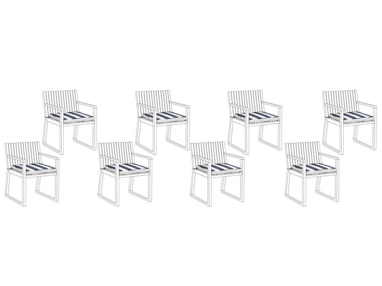 Conjunto de 8 cojines de poliéster azul marino/blanco para silla de jardín SASSARI_774858