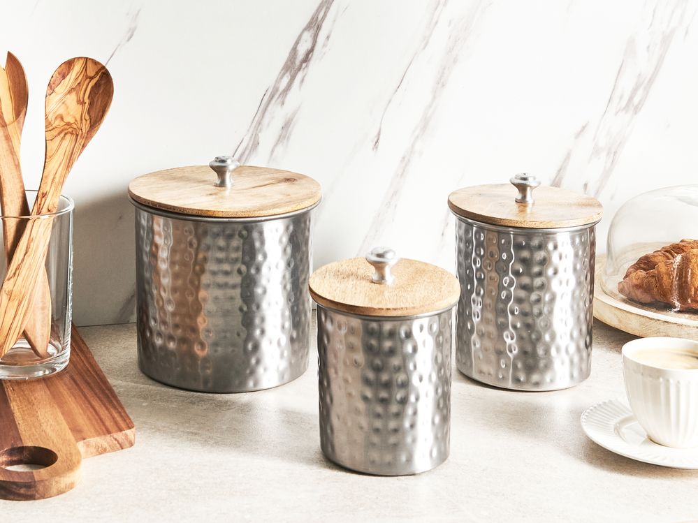 Set of 3 Decorative Containers Silver ALEXANDRIA Beliani.co.uk