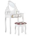 4 Drawers Dressing Table with Oval Mirror and Stool White AMOUR_786318