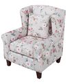 Fabric Wingback Chair with Footstool Floral Pattern Cream HAMAR_794148