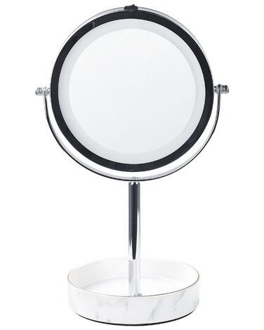 Specchio da tavolo LED argento e bianco ø 26 cm SAVOIE
