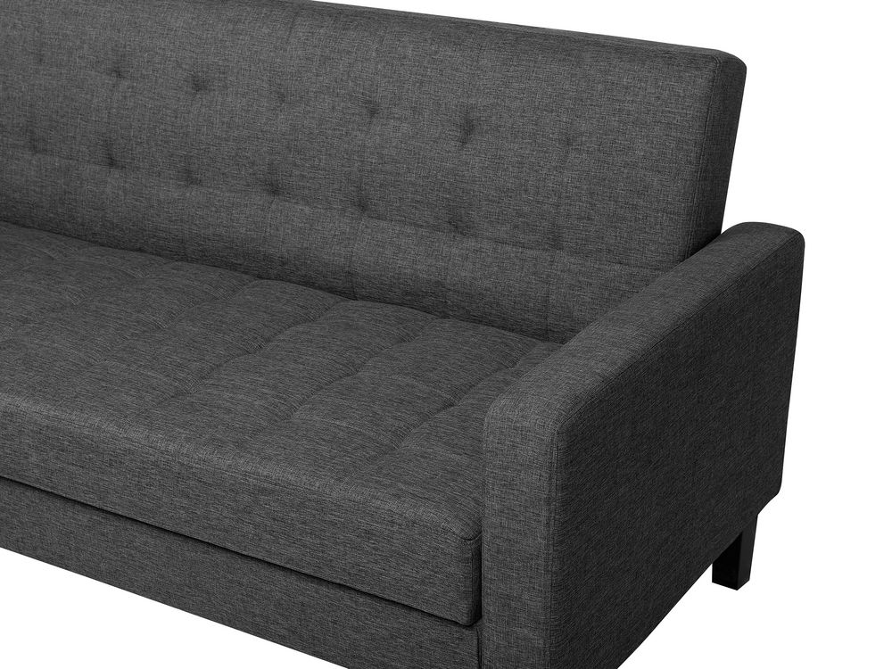 Fabric Sofa Bed Dark Grey VEHKOO Beliani.co.uk