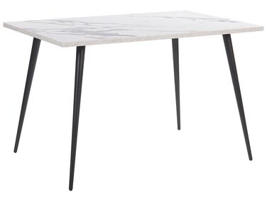 Dining Table 120 x 80 cm White Marble Effect with Black SANTIAGO