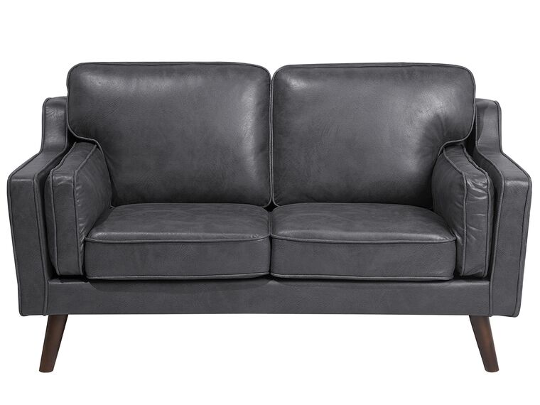 2 Seater Sofa Faux Leather Grey LOKKA_708057