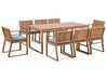 Zestaw ogrodowy drewniany stół i 8 krzeseł z poduszkami niebieskimi SASSARI_746063