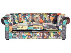 3-istuttava sohva kangas tilkkutäkki vihreä/keltainen CHESTERFIELD 3-istuttava sohva kangas tilkkutäkki vihreä/keltainen CHESTERFIELD