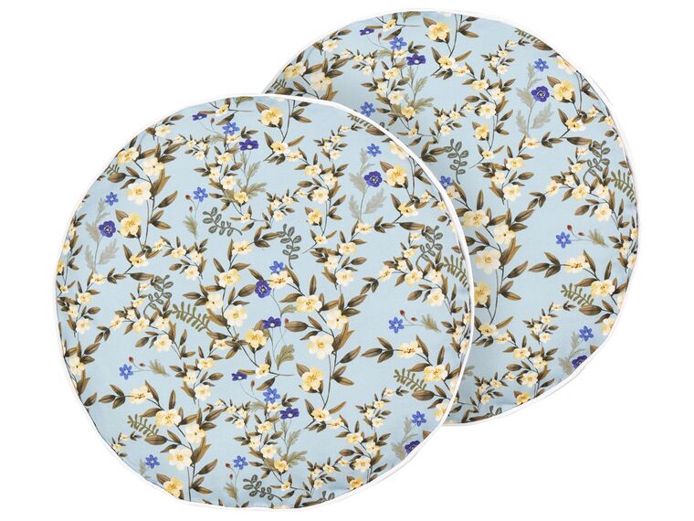 Conjunto de 2 almofadas de exterior com motivo floral azul ⌀ 40 cm VALLORIA_882619