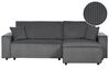 Left Hand Jumbo Cord Corner Sofa Bed Graphite Grey ABACKA_896803