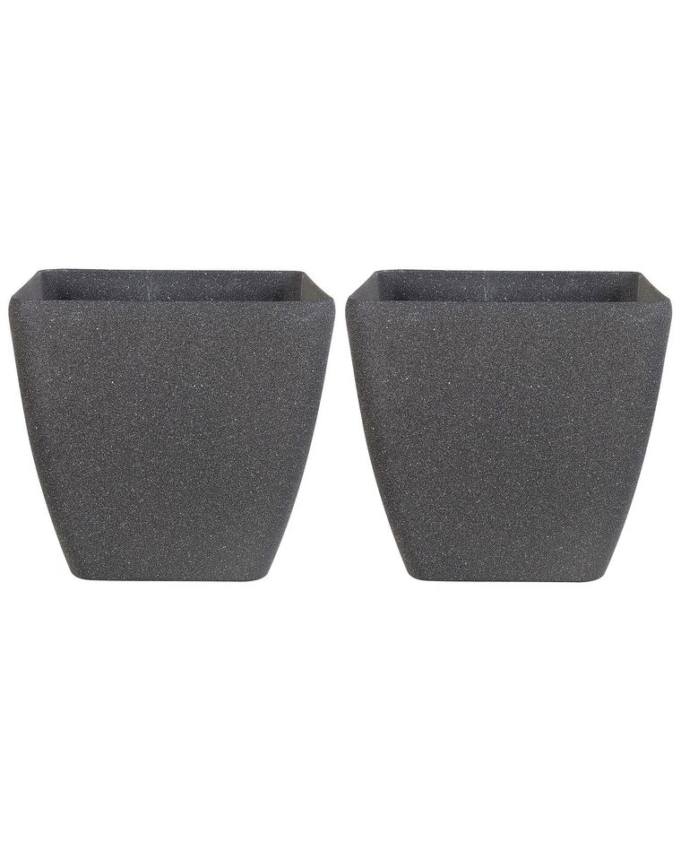 Set di 2 vasi polvere di pietra grigio scuro 49 x 49 x 49 cm ZELI_850552