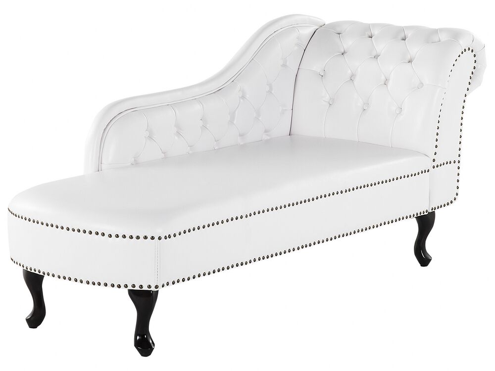 Right Hand Chaise Lounge Faux Leather White NIMES Beliani.co.uk