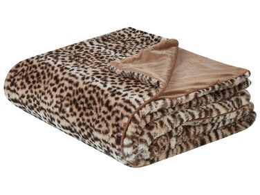 Prikrývka s leopardím vzorom 200 x 220 cm hnedá KUDELI