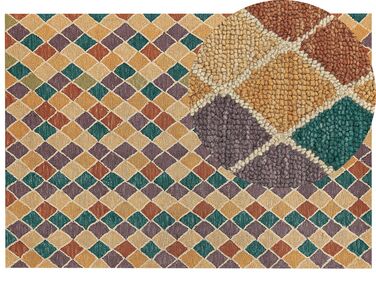 Teppich Wolle mehrfarbig 160 x 230 cm geometrisches Muster Kurzflor KESKIN