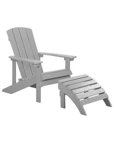Garden Chair with Footstool Light Grey ADIRONDACK