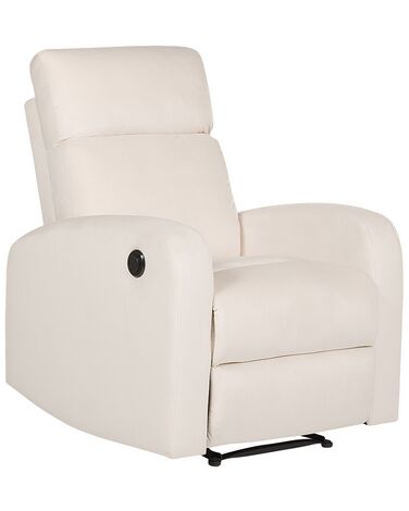 Fotel z elektryczną funkcją relaksu welurowy biały VERDAL