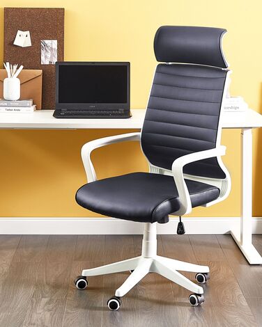 Faux Leather Swivel Office Chair Black LEADER