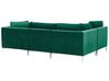 Canapé panoramique modulable en velours vert 6 places avec pouf EVJA_789520