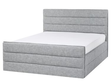 Fabric EU King Size Bed Light Grey VALBONNE