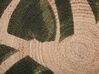 Teppich Jute beige / grün Blattmuster ⌀ 140 cm INCIK_757807