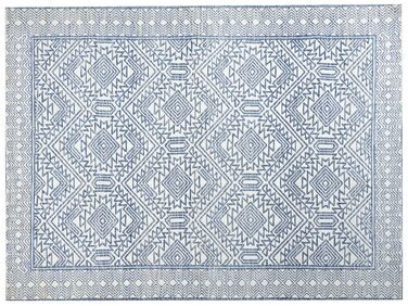 Gulvtæppe blå/hvid polyester 300 x 400 KAWAS