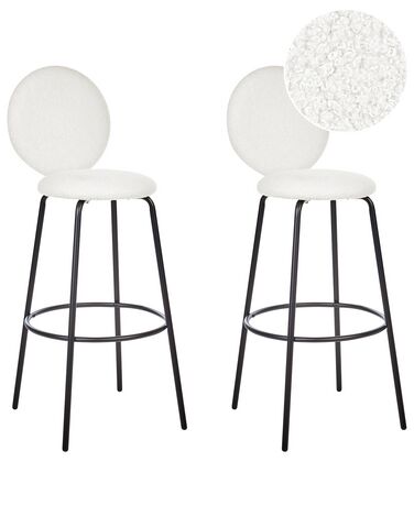 Set of 2 Boucle Bar Chairs White EMERY