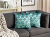 Set of 2 Embroidered Velvet Cushions Seashell Pattern 45 x 45 cm Turquoise PANDOREA_892772