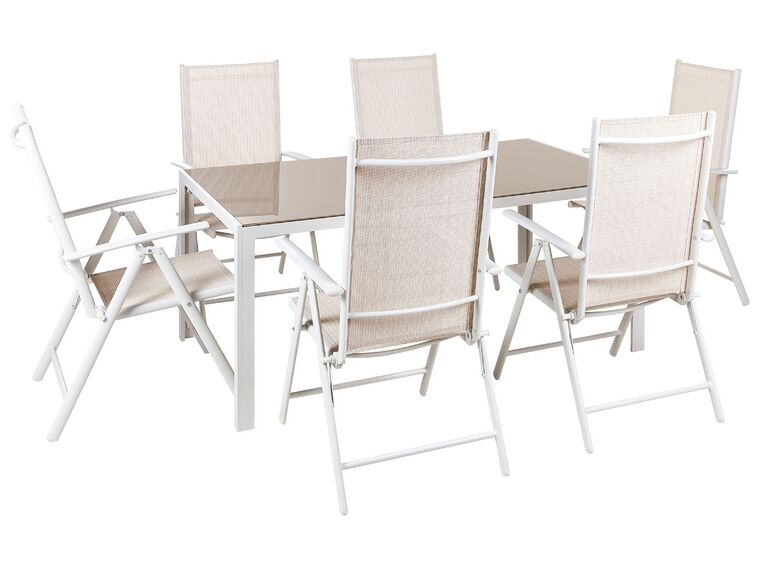 Zestaw ogrodowy stół i 6 krzeseł beżowy CATANIA_884109