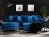 Right Hand Velvet Corner Sofa with Ottoman Navy Blue OSLO_744167