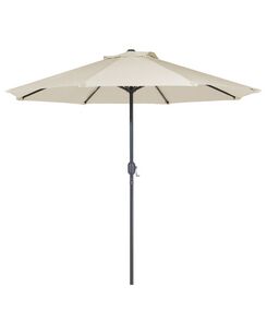 Aurinkovarjo LED-valoilla vaalea beige ⌀ 266 cm RAPALLO Aurinkovarjo LED-valoilla vaalea beige ⌀ 266 cm RAPALLO