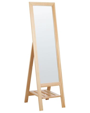 Miroir sur pied avec étagère en bois clair LUISANT