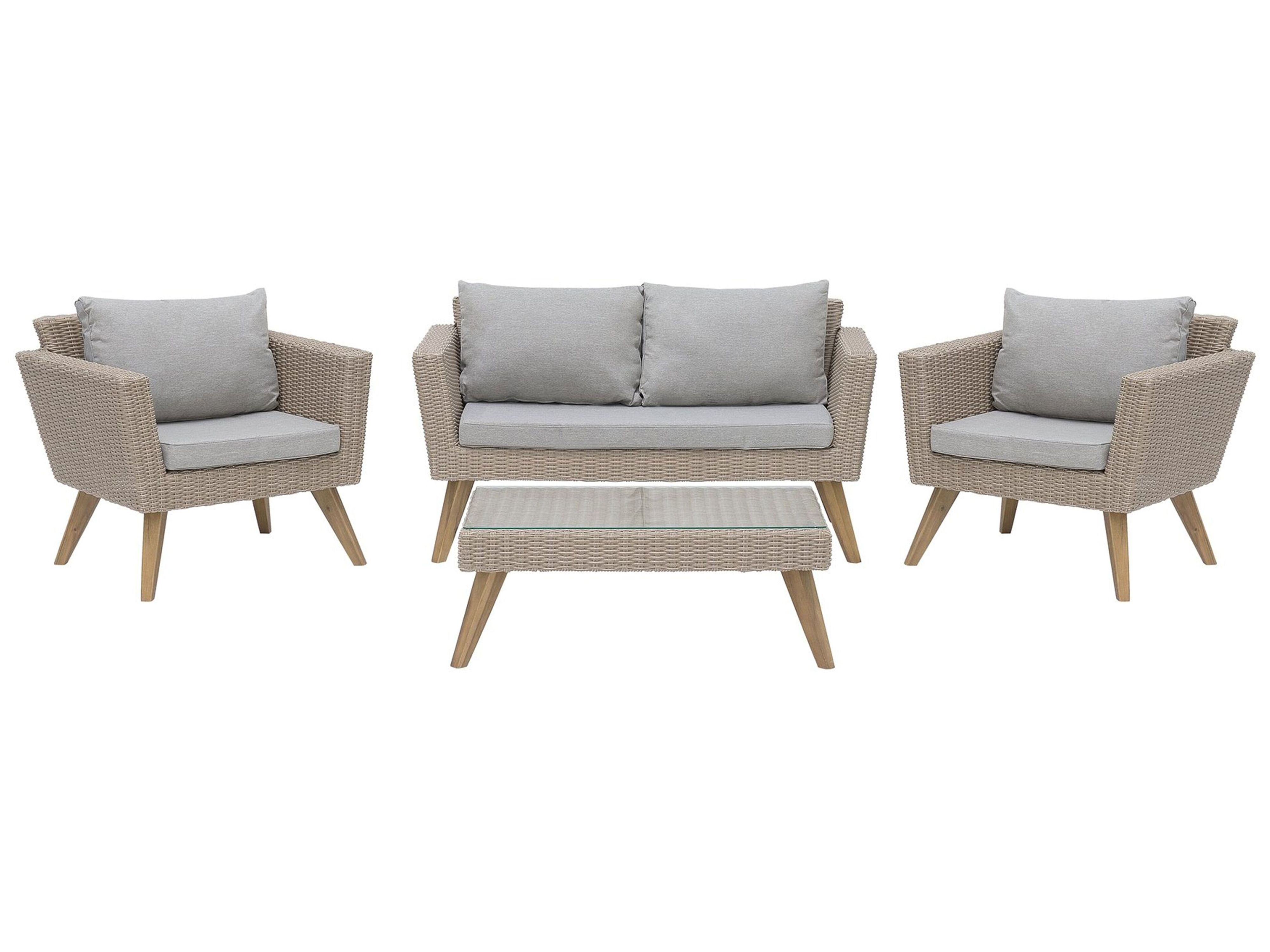 4 Seater Rattan Garden Sofa Set Grey Vittoria Beliani De