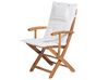 Zestaw ogrodowy drewniany stół z parasolem i 8 krzeseł z poduszkami złamana biel MAUI_697395