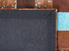 Teppich Kuhfell braun-blau 140 x 200 cm Patchwork Kurzflor ALIAGA_493674