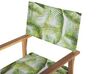 Set of 2 Acacia Folding Chairs and 2 Replacement Fabrics Light Wood with Off-White / Tropical Leaves Pattern CINE_819250