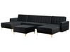 5 Seater U-Shaped Modular Velvet Sofa with Ottoman Black ABERDEEN_857190