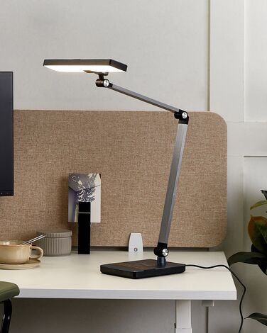 Metal LED Desk Lamp with Wireless Charger Black LACERTA