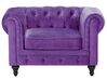 Ensemble canapé et fauteuil en velours violet 4 places CHESTERFIELD_707700