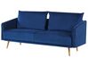 3-Sitzer Sofa Samtstoff dunkelblau mit goldenen Beinen MAURA_789028