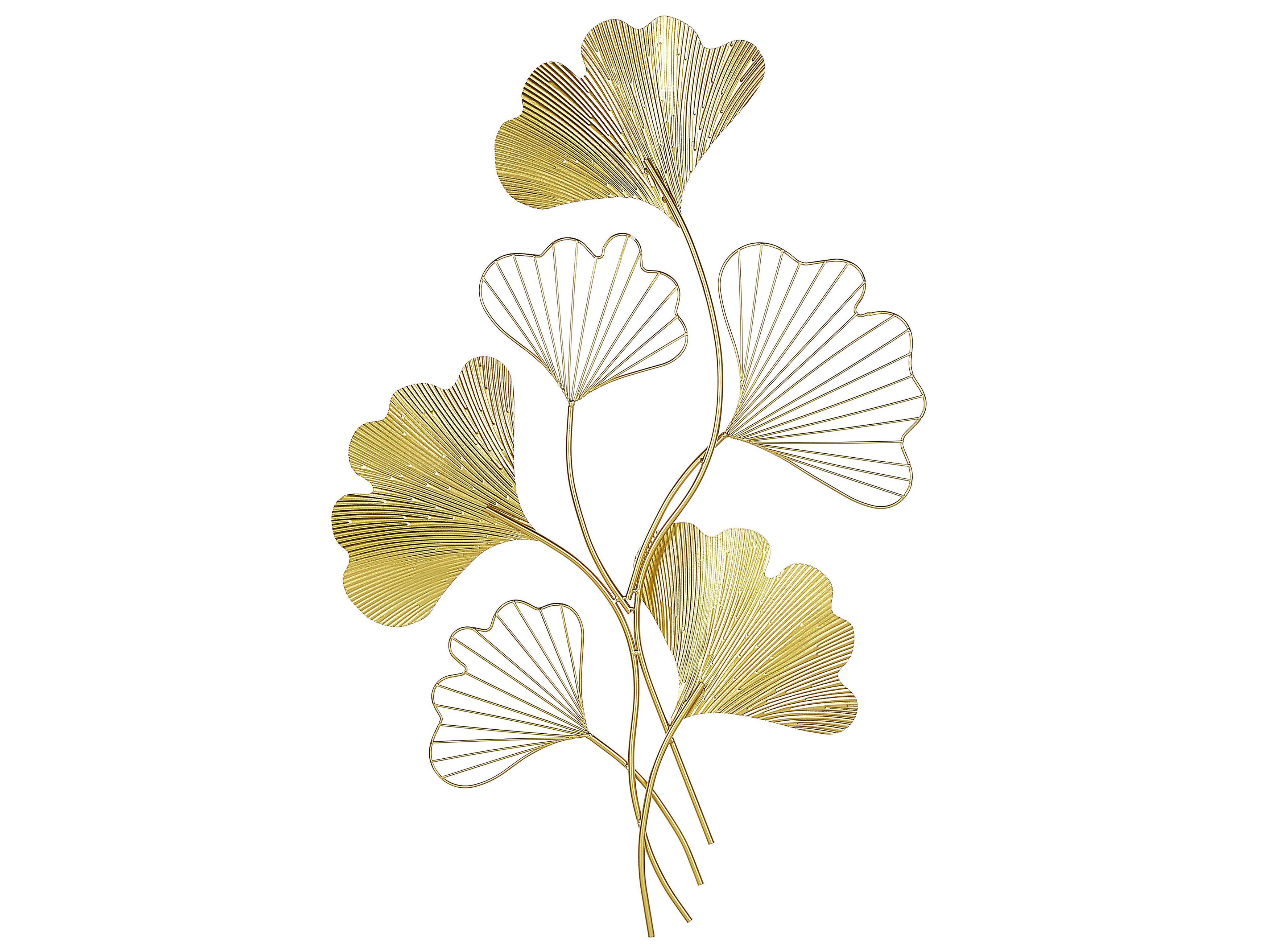 Beliani Decorazione Murale In Metallo Foglie – Turchese E Oro, 88x55 Cm, Stile Boho Moderno