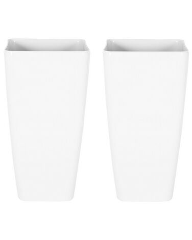 Conjunto de 2 vasos para plantas em pedra branca 30 x 30 x 57 cm MODI