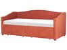 Cama de solteiro com arrumação em tecido vermelho 90 x 200 cm VITTEL_876426